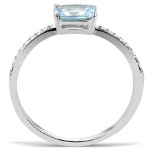 Load image into Gallery viewer, MT Da 011 - Stainless Steel Petite Light Blue Aquamarine Emerald Cut March Birthstone Newest
