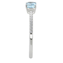 Load image into Gallery viewer, MT Da 011 - Stainless Steel Petite Light Blue Aquamarine Emerald Cut March Birthstone Newest
