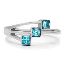 Load image into Gallery viewer, MT 081 - High polished (no plating) Stainless Steel Ring with Crystals in Sea Blue - newest -March Birthstone
