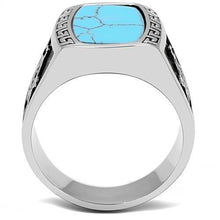 Load image into Gallery viewer, MT 4403 Men&#39;s Solid Stainless Steel Masonic Ring Turquoise (Synthetic) Newest
