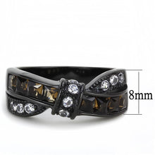 Load image into Gallery viewer, MT 2543 IP Black(Ion Plating) Stainless Steel Ring with Brown and Clear Crystals Newest
