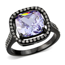 Load image into Gallery viewer, MT4373 - IP Black Stainless Steel Ring with Beautiful Crystals in Light Amethyst -Tanzanite - February Birthstone
